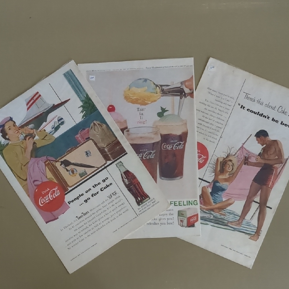3 Vintage Coca Cola Print Ads